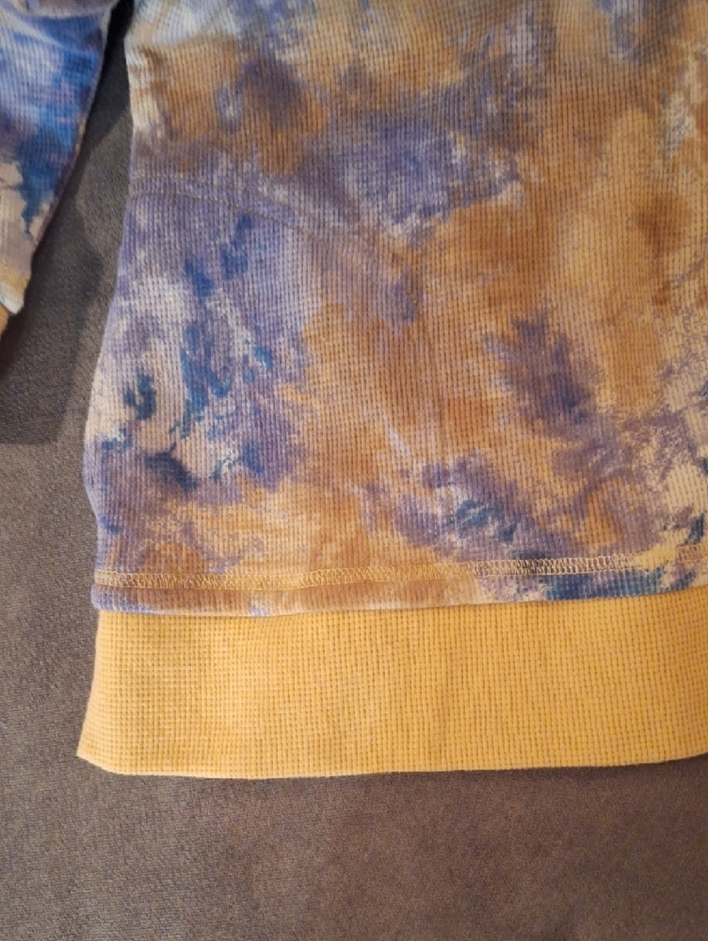 LOGO by Lori Goldstein Tie-Dye Zip Hoodie in Blue, Lavender and Mustard 2X - Picture 6 of 7